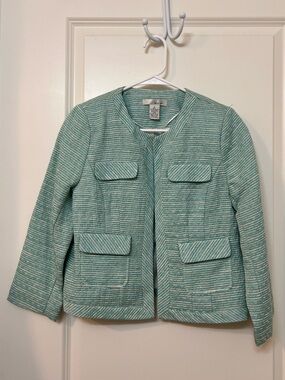 WD.NY Vintage Striped Tweed Blazer in Blue/Teal